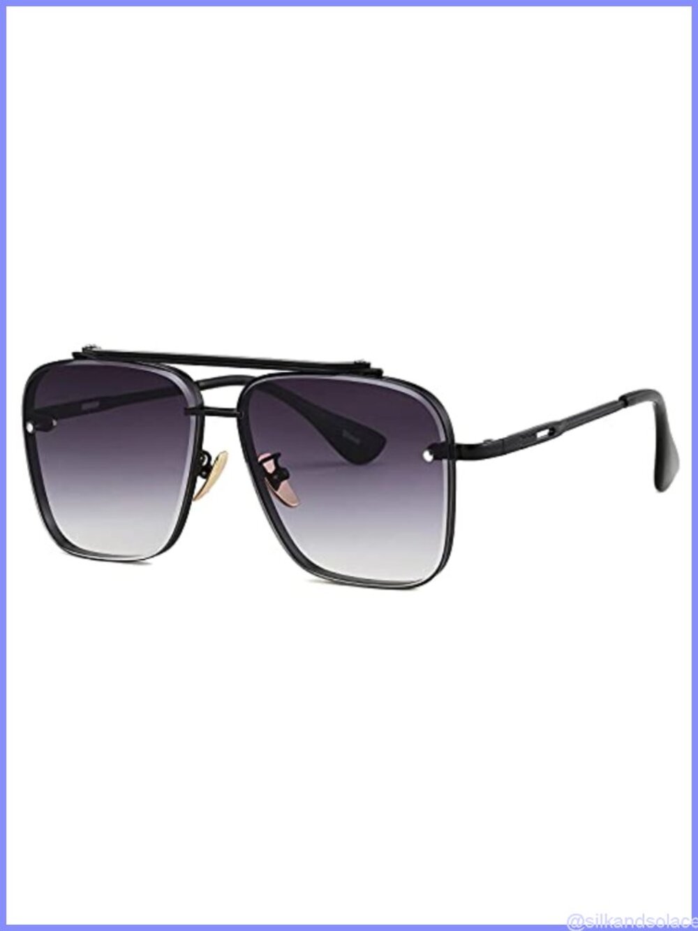 Square Aviator Gradient Sunglasses Metal Frame UV400 Unisex